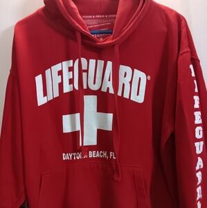 Life Guard Daytona Beach Red Hoodie Sweater